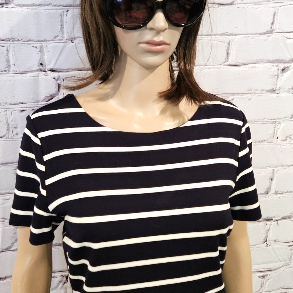 BANANA REPUBLIC - Navy and white short sleeve striped dress - Picture 6 of 15